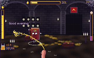Dracula in a candlelit crypt says Good evening.